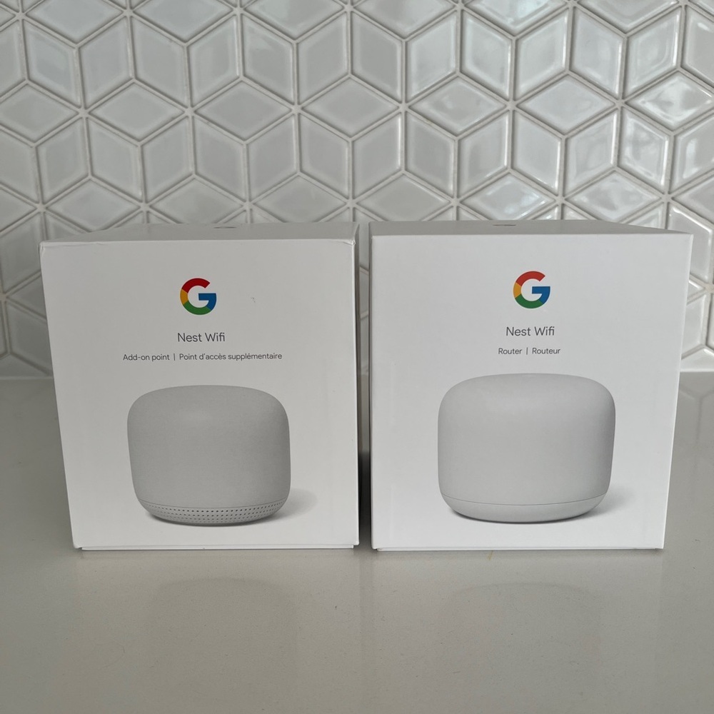 GOOGLE Nest Wifi Dual Band Router and Google Nest Wifi Add-On Point Original Box